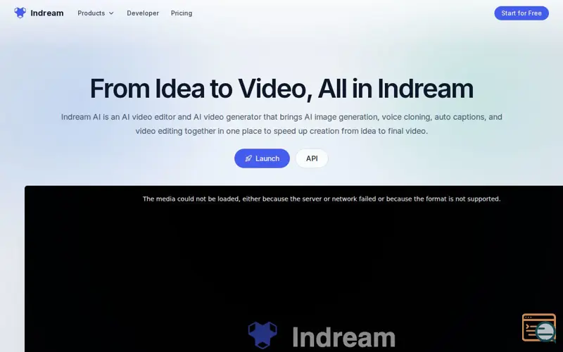 Screenshot of Indream AI