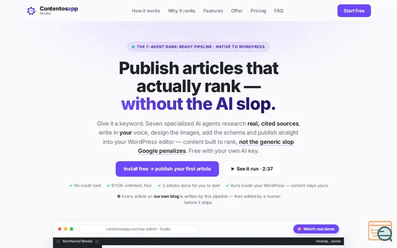 Screenshot of Contentosapp Studio