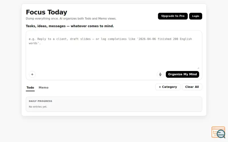 Screenshot of Focus Today
