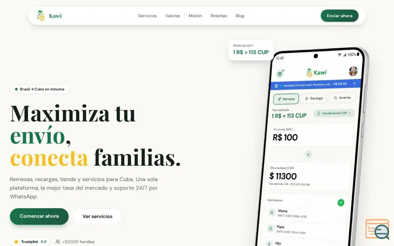 Screenshot of Kawi Remesas