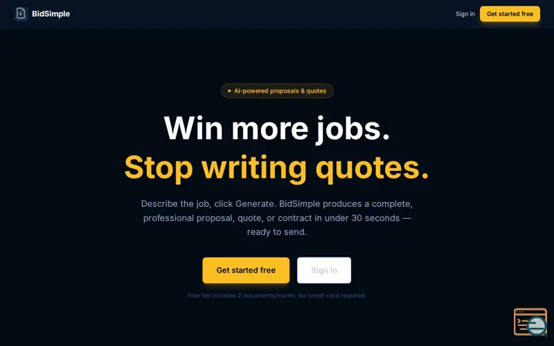 Screenshot of BidSimple