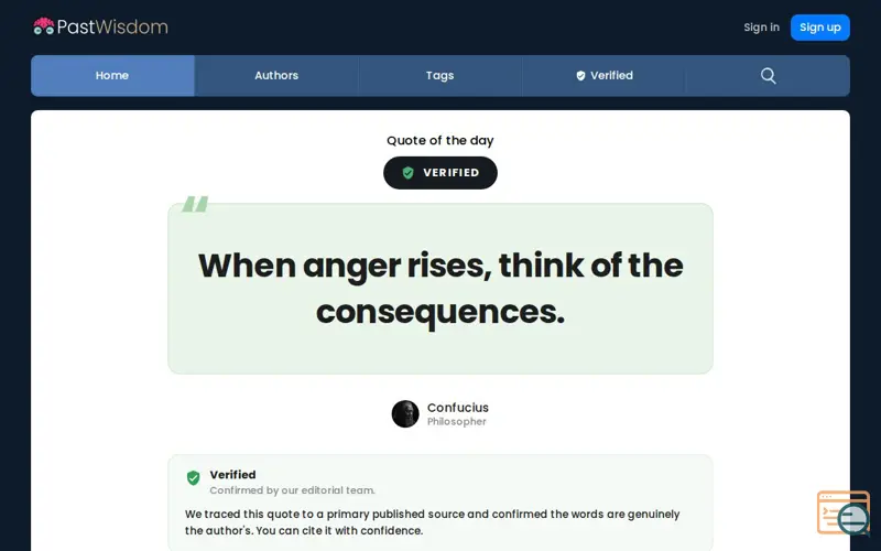 Screenshot of PastWisdom