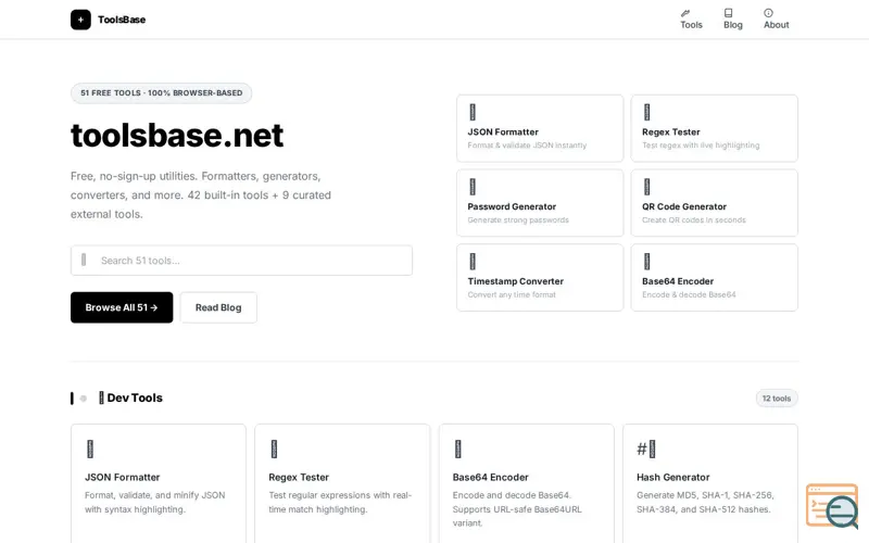 Screenshot of Tools Base