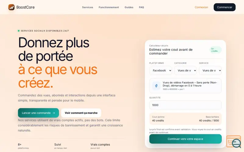 Screenshot of BoostCore