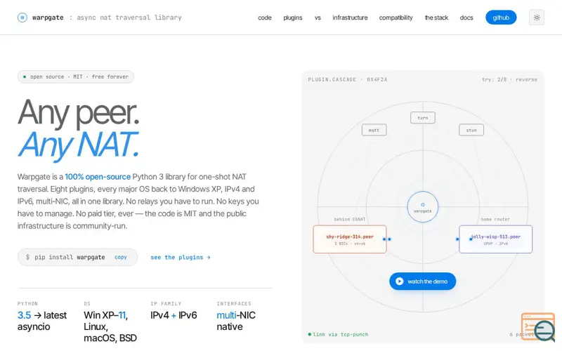 Screenshot of One-shot NAT traversal library