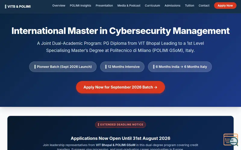 Screenshot of Cybersecurity Management — India → Italy