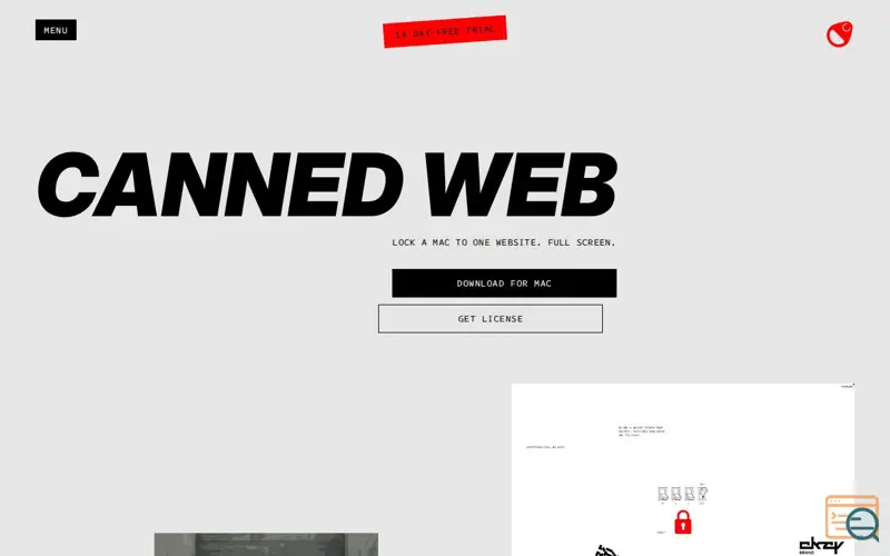 Screenshot of Canned Web — lock a Mac to a single website