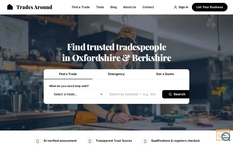 Screenshot of TradesAround 
