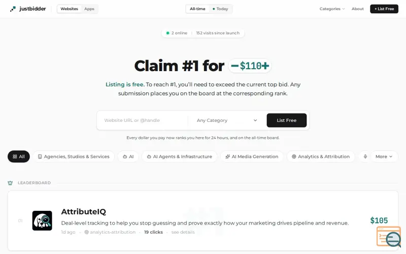 Screenshot of Justbidder