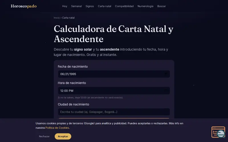 Screenshot of Horoscopado