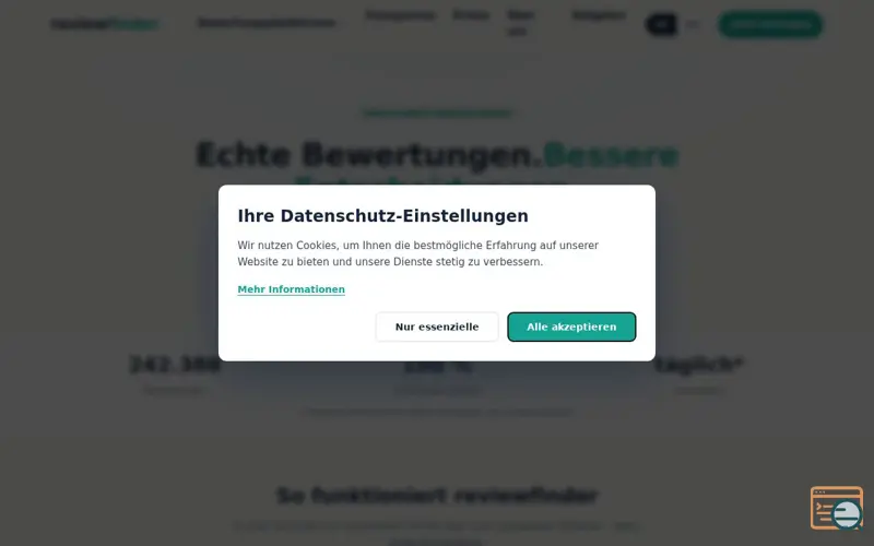 Screenshot of reviewfinder