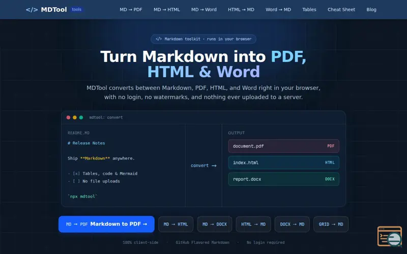 Screenshot of MDTool