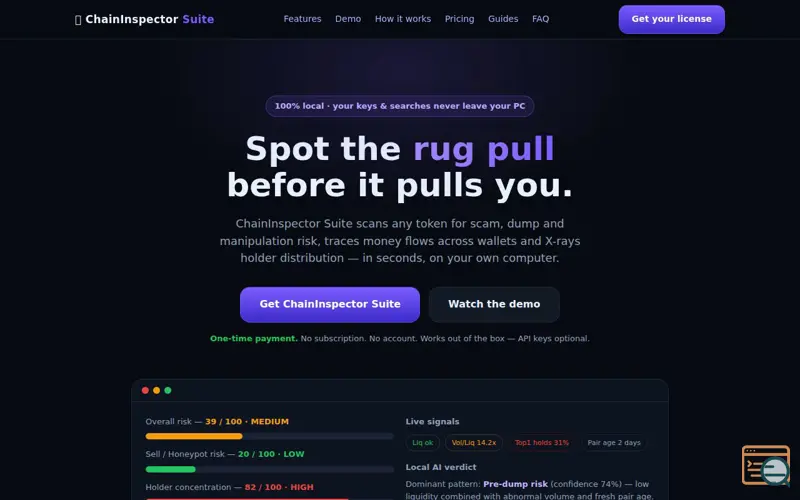 Screenshot of chaininspectorsuite