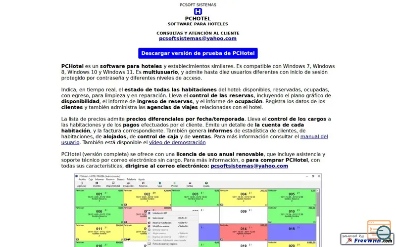 Screenshot of PCHotel - pcsoftsistemas@yahoo.com
