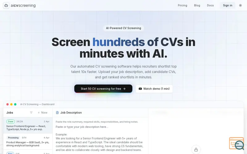 Screenshot of aicvscreening