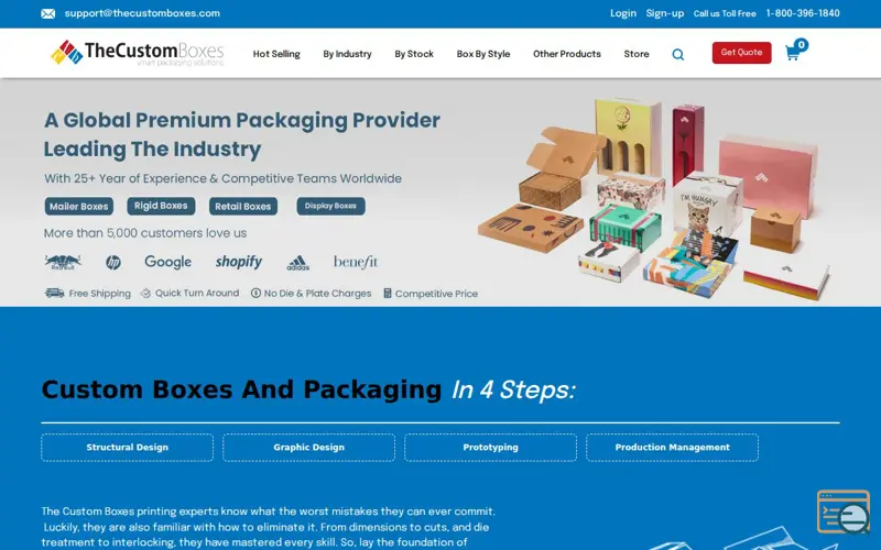 Screenshot of The Custom Boxes USA, a launch using IceWarp