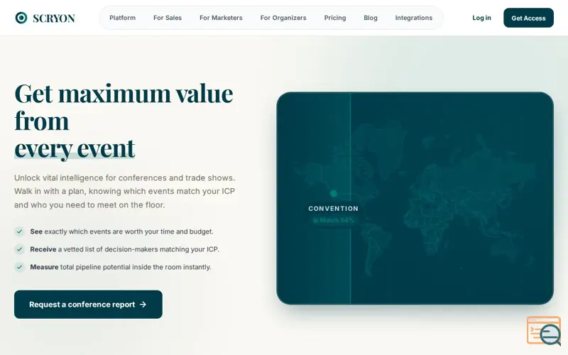 Screenshot of Scryon: B2B Event Intelligence Platform