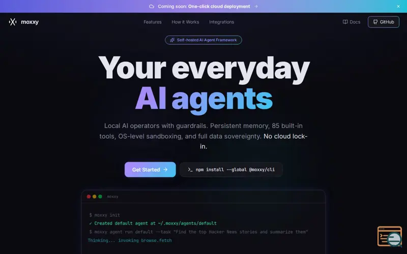 Screenshot of Moxxy AI Assistant Agents