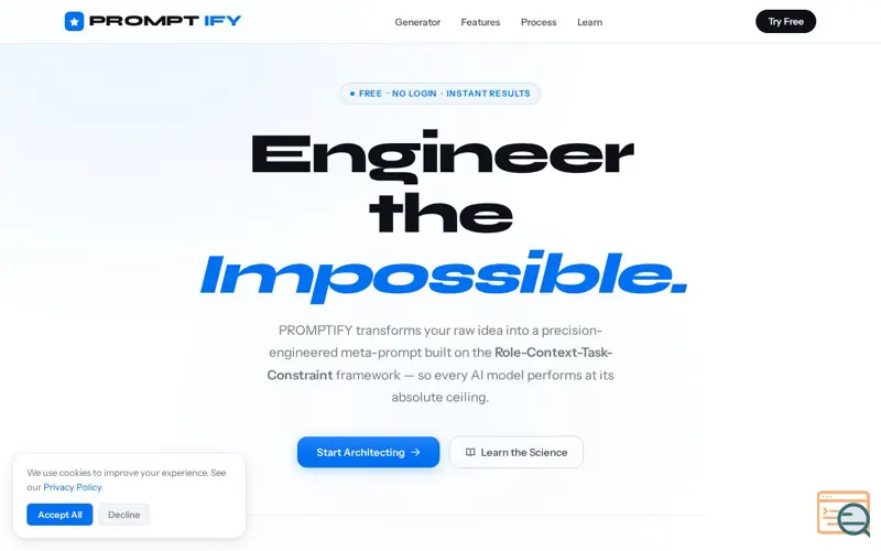 Screenshot of PROMPTIFY