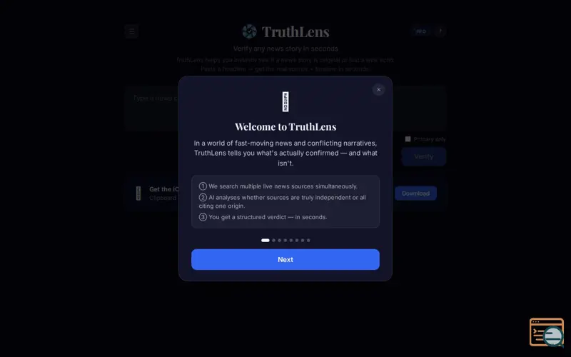 Screenshot of TruthLens