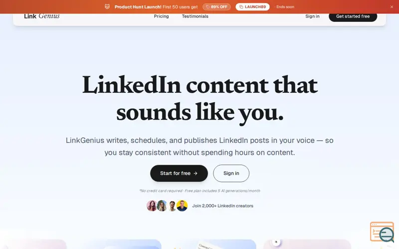 Screenshot of LinkGenius AI