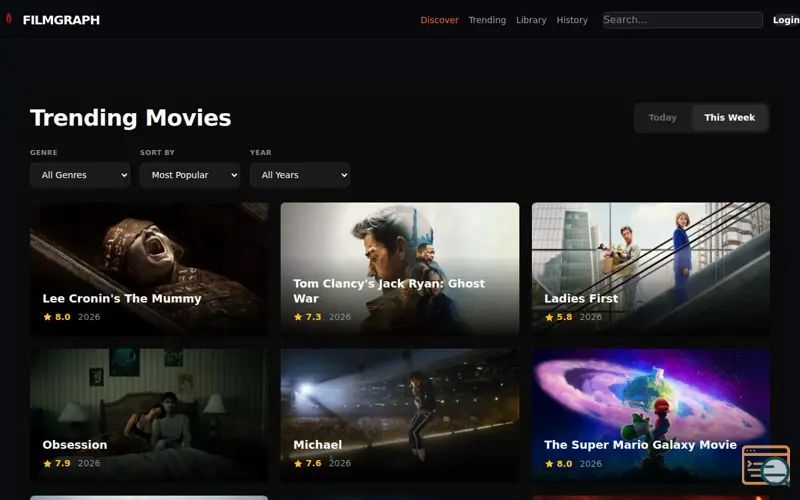 Screenshot of Filmgraph
