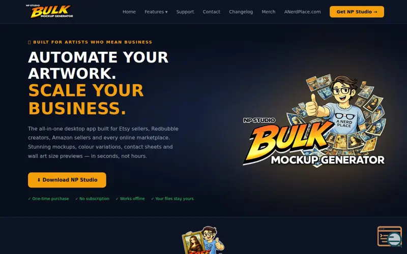 Screenshot of NP Studio – Bulk Mockup Generator, a launch using Jetpack