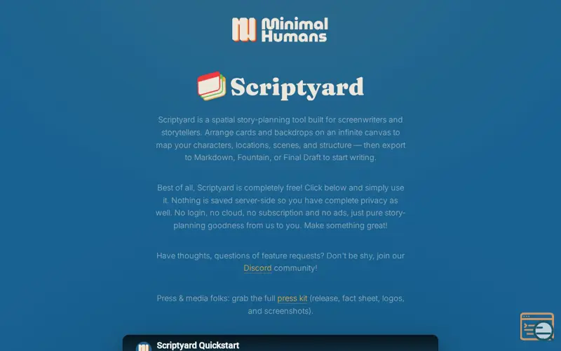 Screenshot of Scriptyard, a launch using WebHostingBuzz
