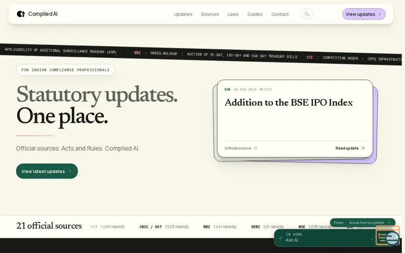 Screenshot of CompliedAI