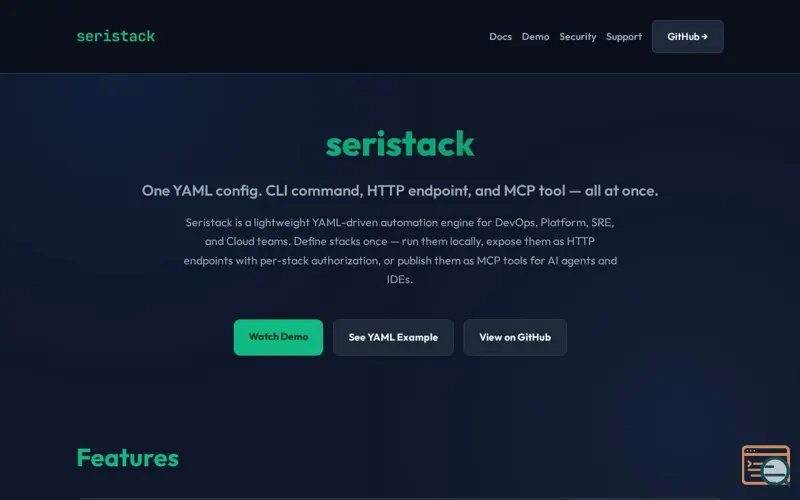 Screenshot of Seristack cli tool