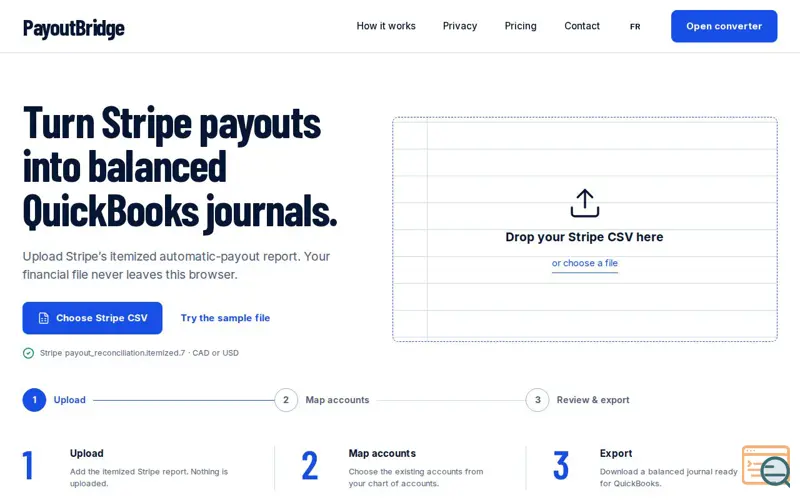 Screenshot of PayoutBridge