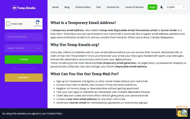 Screenshot of Temp-Emails
