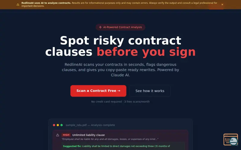 Screenshot of  RedlineAI