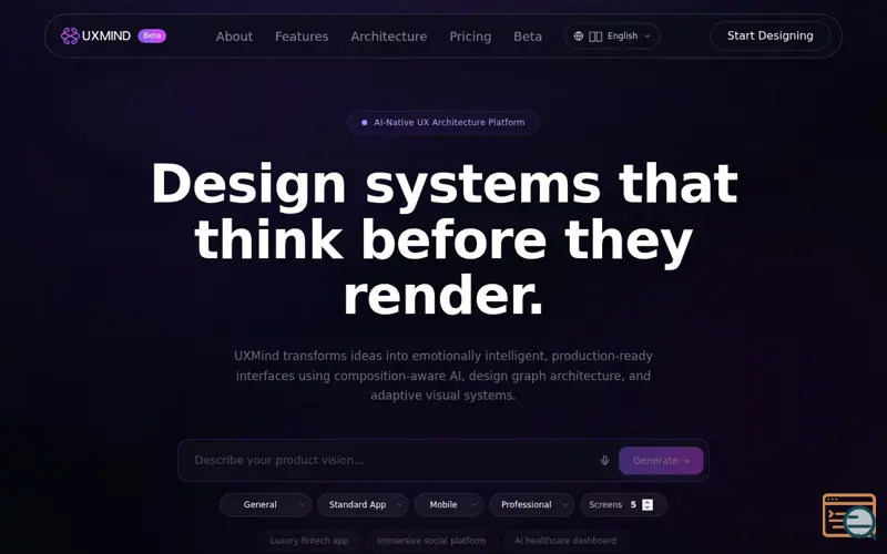 Screenshot of UxMind AI