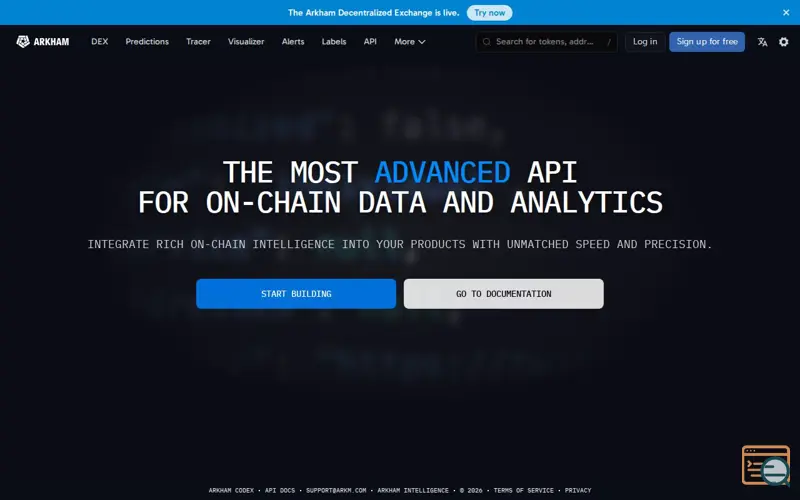Screenshot of Arkham API