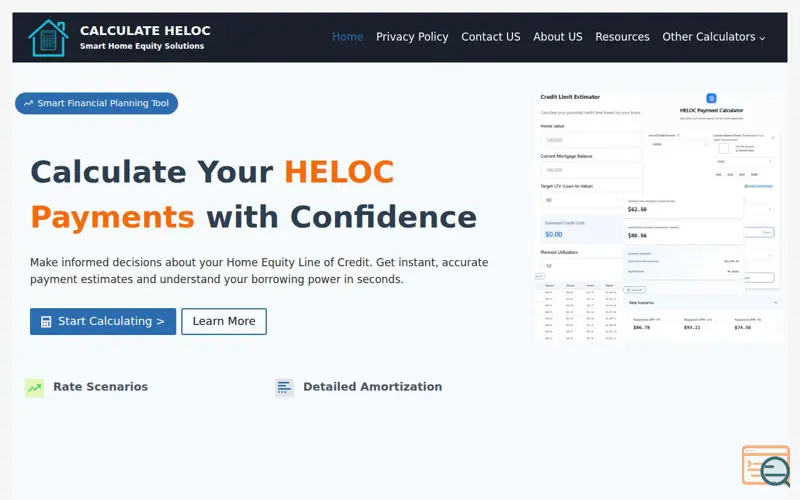 Screenshot of HELOCcalc