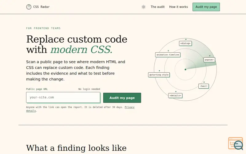 Screenshot of Cssradar