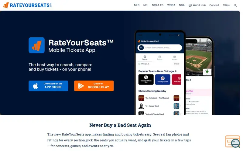 Screenshot of RateYourSeats App