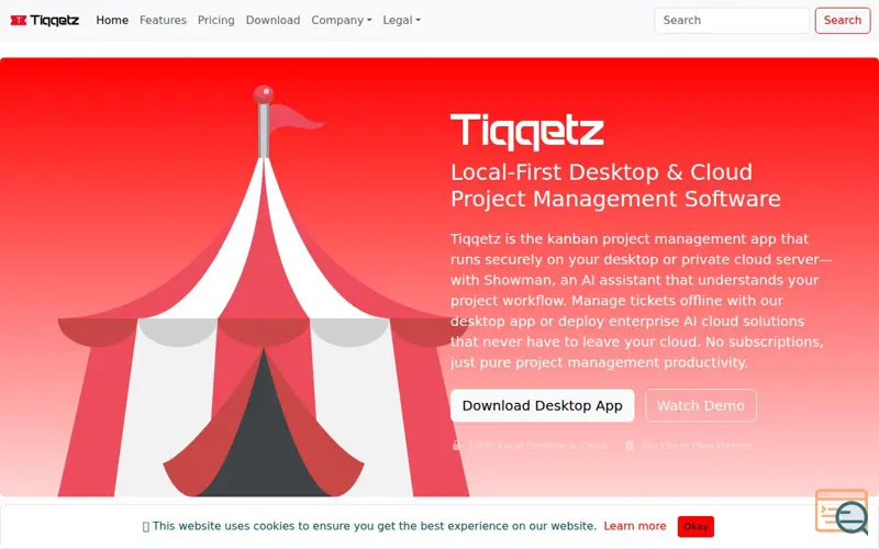 Screenshot of Tiqqetz, a launch using Google Custom Search