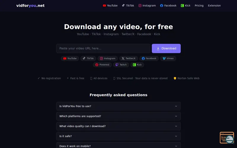Screenshot of VidForYou
