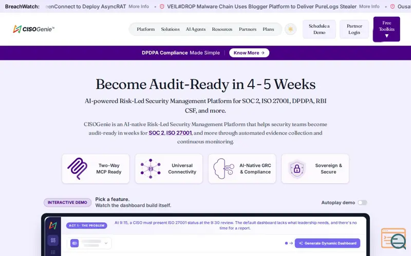 Screenshot of CISOGenie