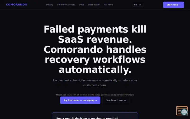 Screenshot of Comorando