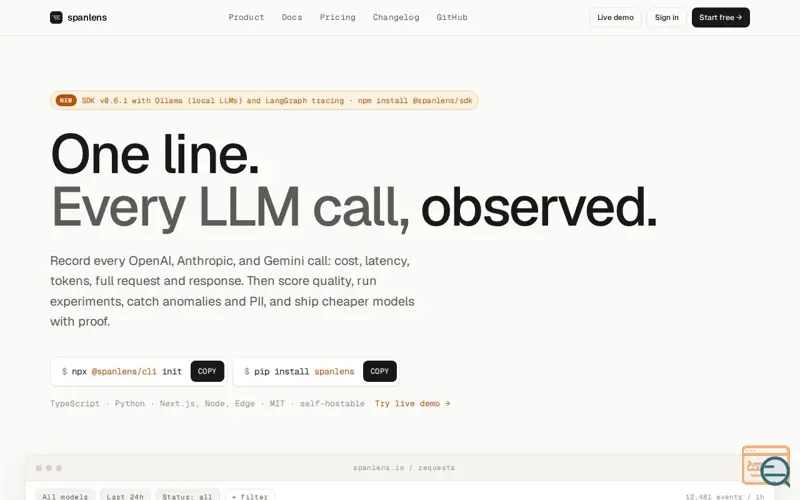 Screenshot of Spanlens