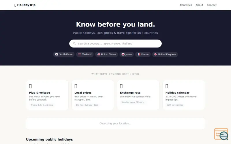 Screenshot of HolidayTrip