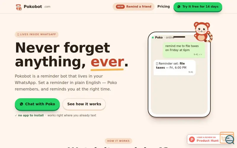 Screenshot of Your reminders, right inside WhatsApp