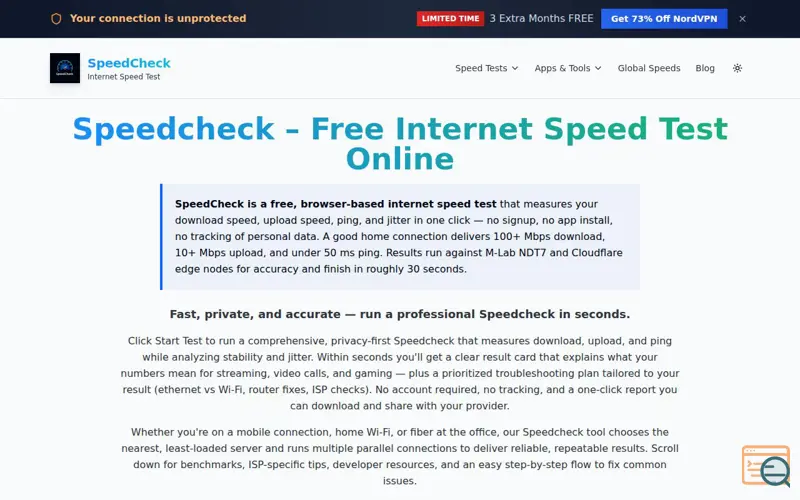 Screenshot of Speed-Check