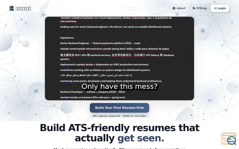 Screenshot of Resumee AI