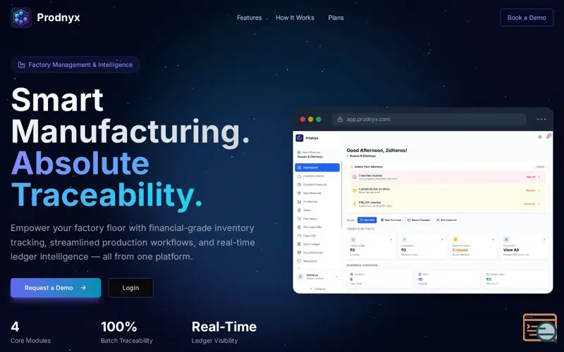 Screenshot of Prodnyx - Factory Intelligence