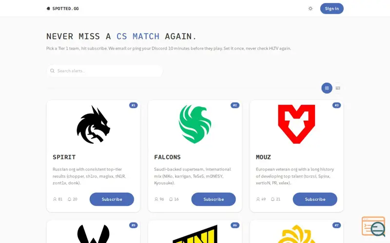 Screenshot of Spotted.gg