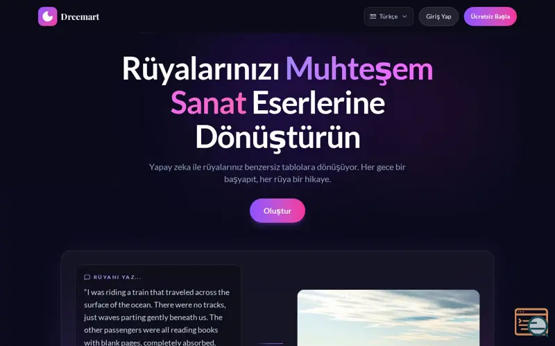 Screenshot of Dreemart AI - Turn Your Dream Into Art